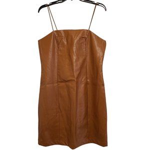 Wild Fable Womens Sleeveless Faux Leather Bodycon Mini Dress Brown Large